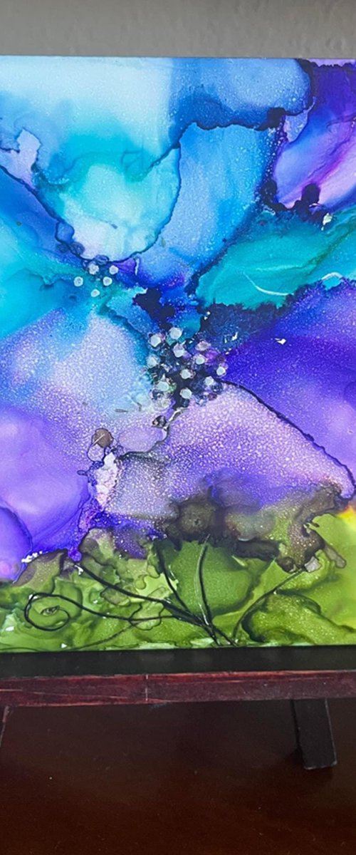 Purple Flowers Tile by Rosie Brown