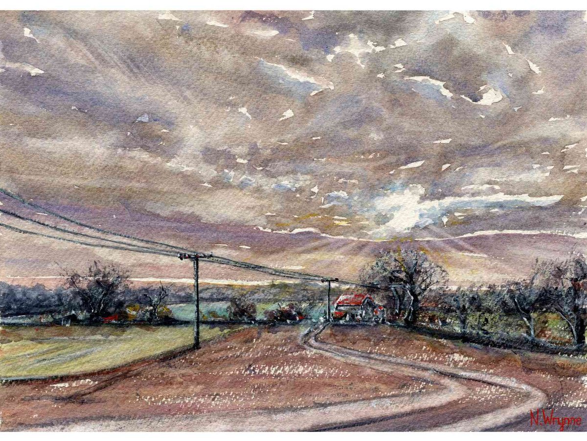 Expressive Landscape Watercolour By Neil Wrynne, 15 X 11", Breaking Through The Clouds, Original Artwork