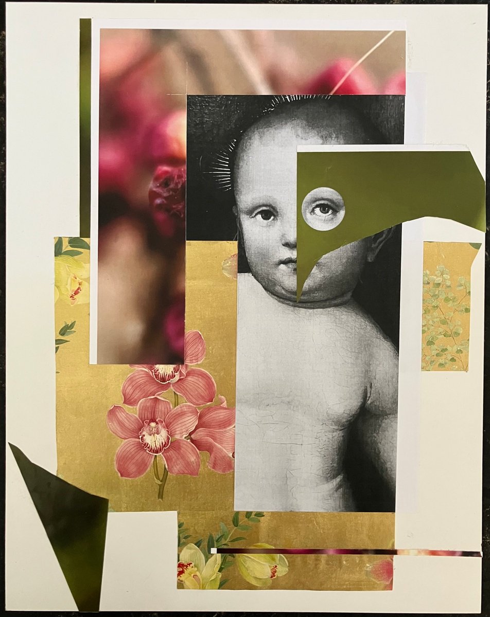 Abstract Collage By Kim Triedman, 16 X 20", Look Here, Original Artwork