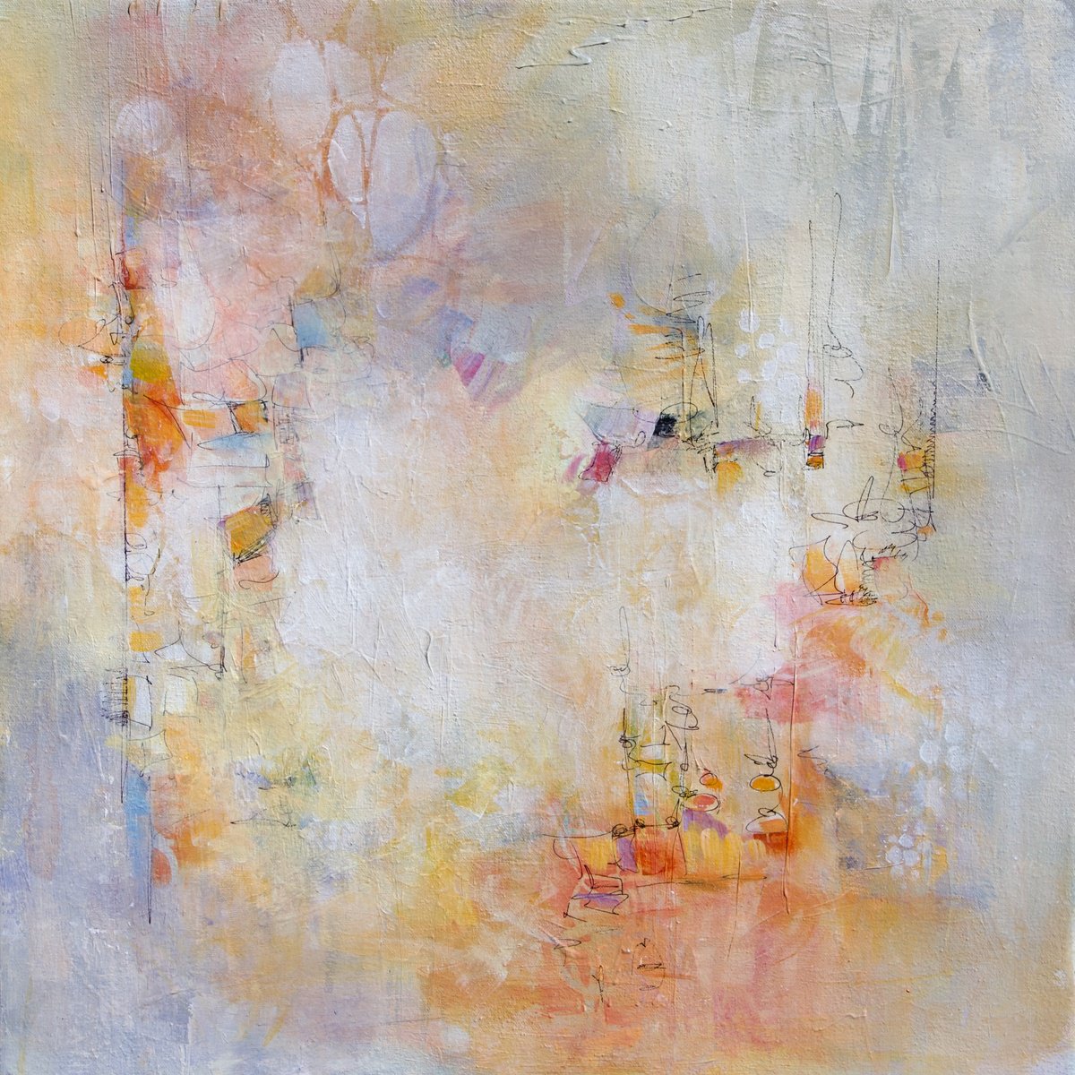 Abstract Acrylic Painting By Karen Hale, 20 X 20", Whimsical Lightplay, Original Artwork