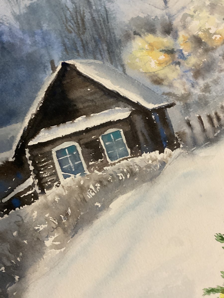 Illustrative Landscape Watercolour By Natalia Butenko, 15 X 21", Christmas Is Coming, Original Artwork
