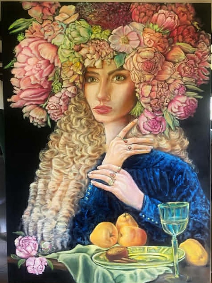 Surrealistic Acrylic Painting , The Weight Of Bloom By Kasia Januszkiewicz, 42 X 57, Artwork For Sale On Artfinder