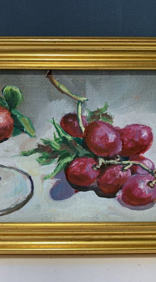 Grapes and glass of wine. by Vita Schagen