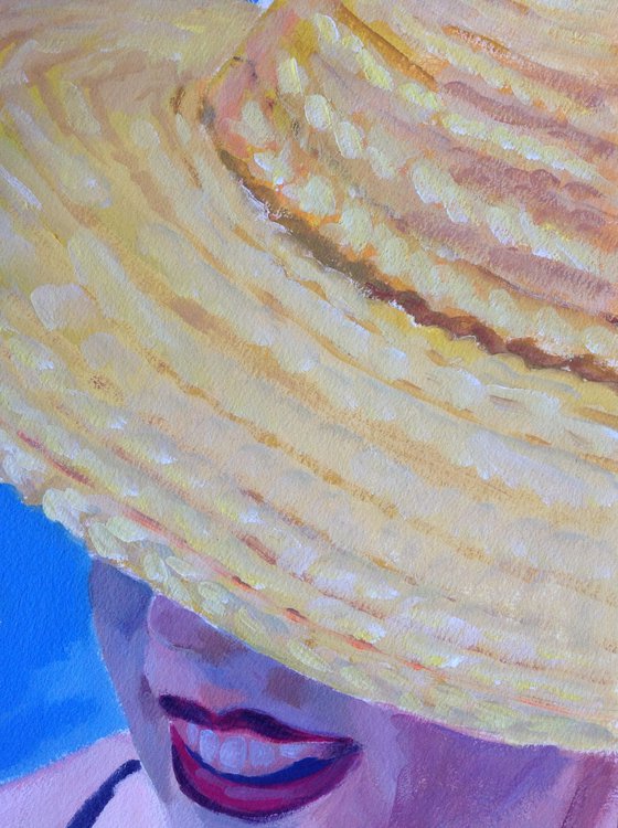 With my hat at the pool