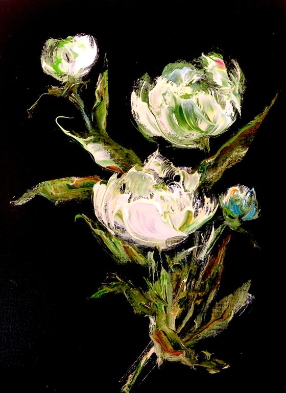 TENDERNESS IN MINIATURE - Peonies, Piony, white flowers, bouquet of piony, delicate bouquet, Garden flowers