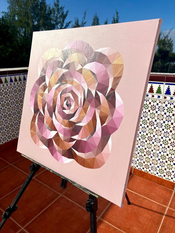 GOLD AND PINK CRYSTAL ROSE