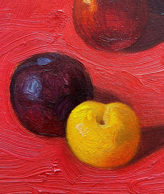 Still life with plums