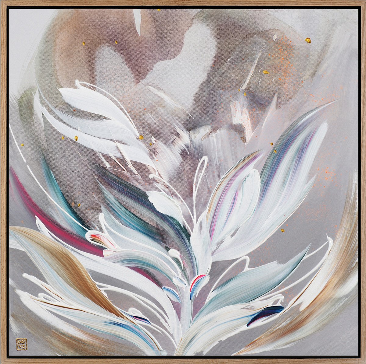 Abstract Acrylic Painting By Novi Lim, 25 X 25", Ma Fleur, Original Artwork