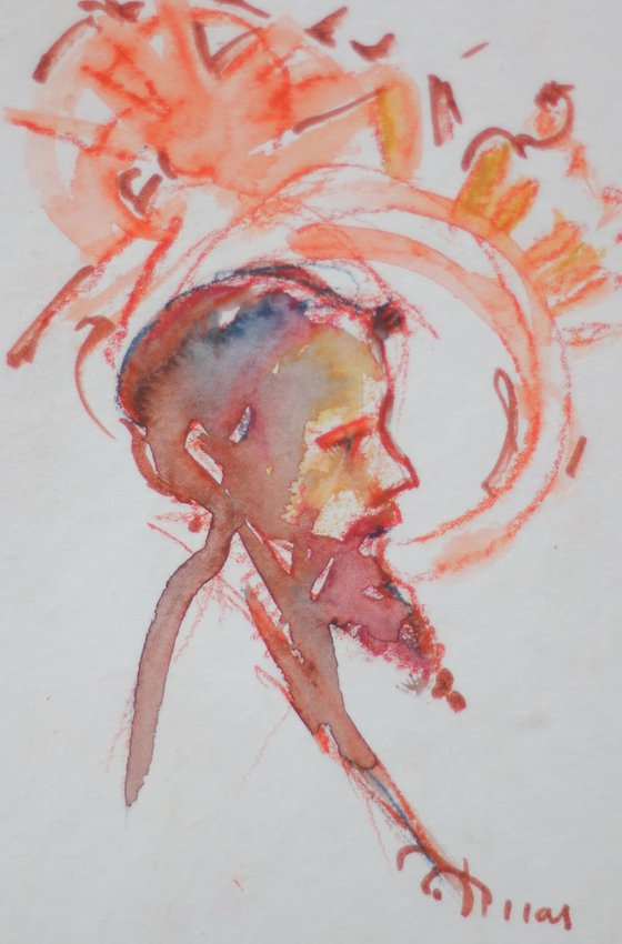 watercolour of man without wings