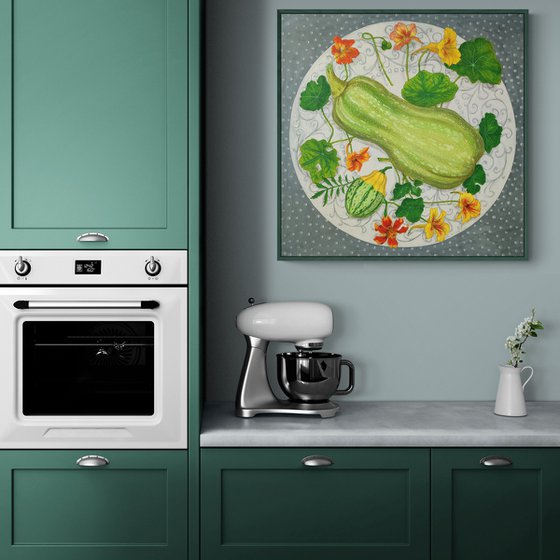 Butter pumpkin and nasturtiums