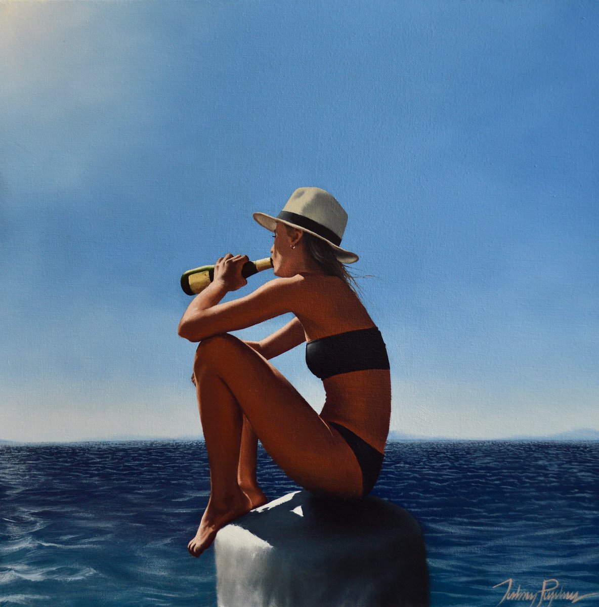 Impressionistic Portrait Oil Painting By Johnny Popkess, 22 X 22, Marooned, Original Artwork