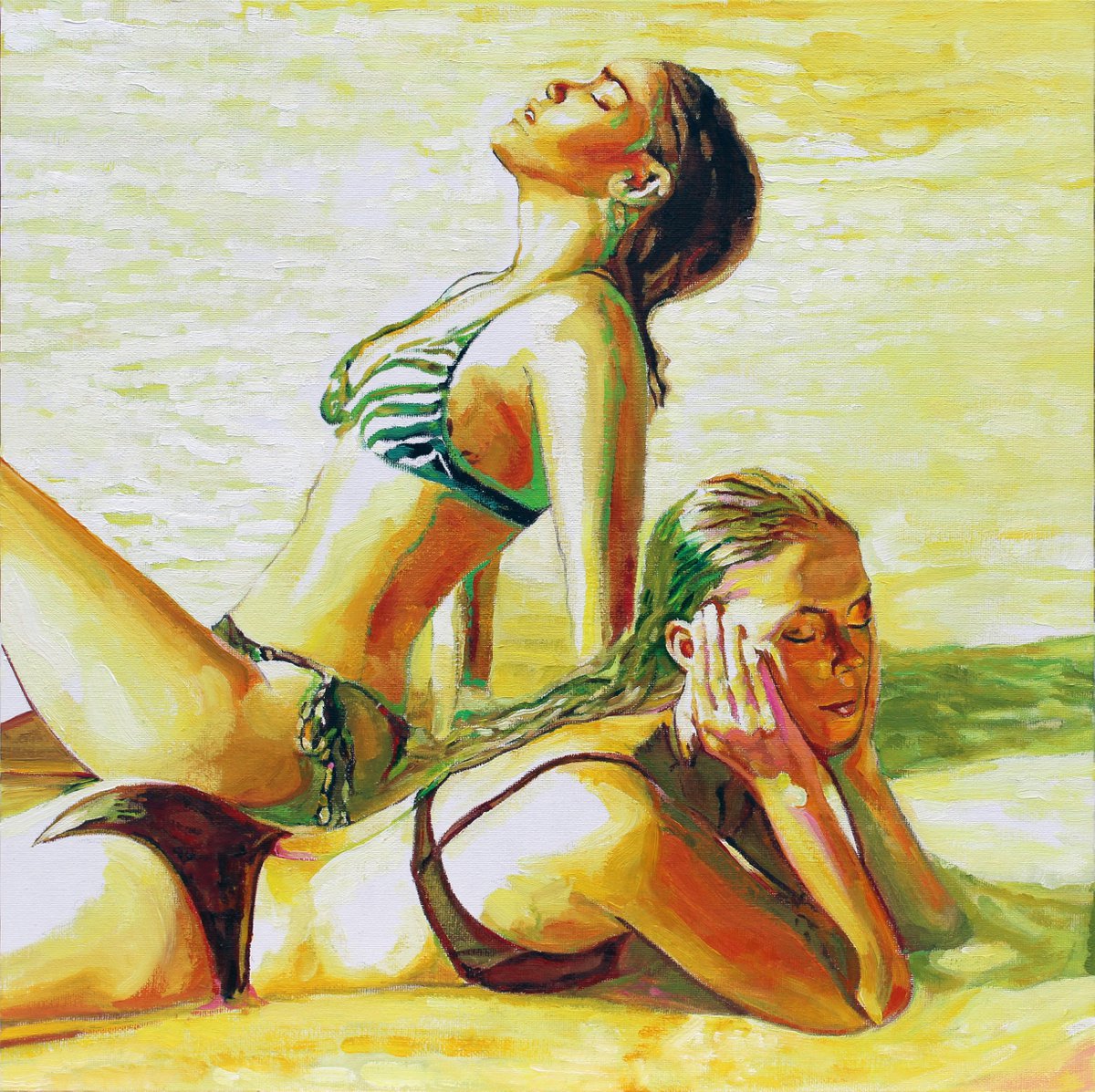 Impressionistic Portrait Oil Painting By Timothy Adam Matthews, 16 X 16", Heliophilia #7, Original Artwork