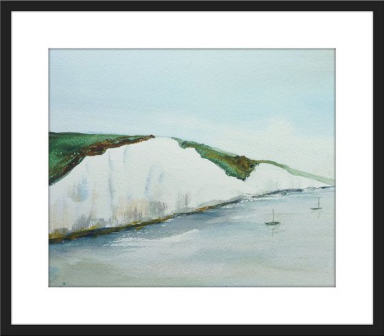 SEVEN SISTERS SEASCAPE, Sussex. Original watercolour landscape painting.