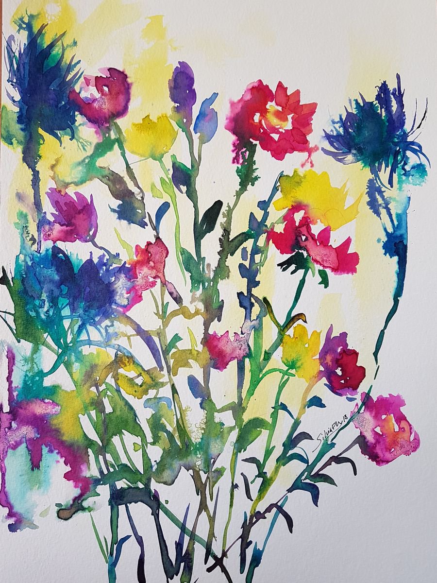 Coloured wild flowers by Silvia Flores Vitiello