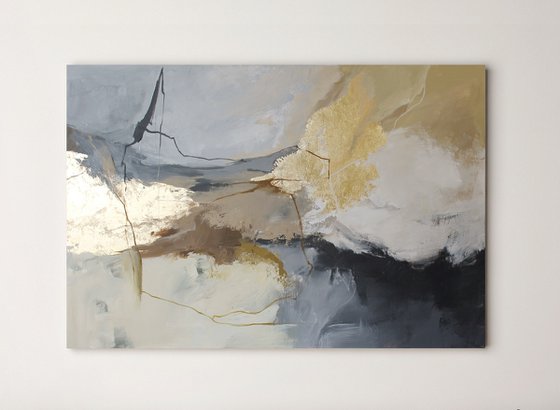 "Desert" Gray beige brown abstract art