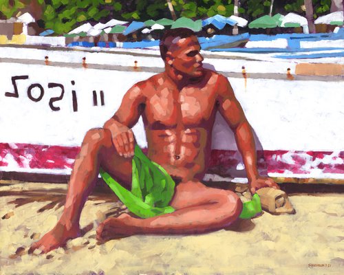 On a Dominican Beach by Douglas Simonson