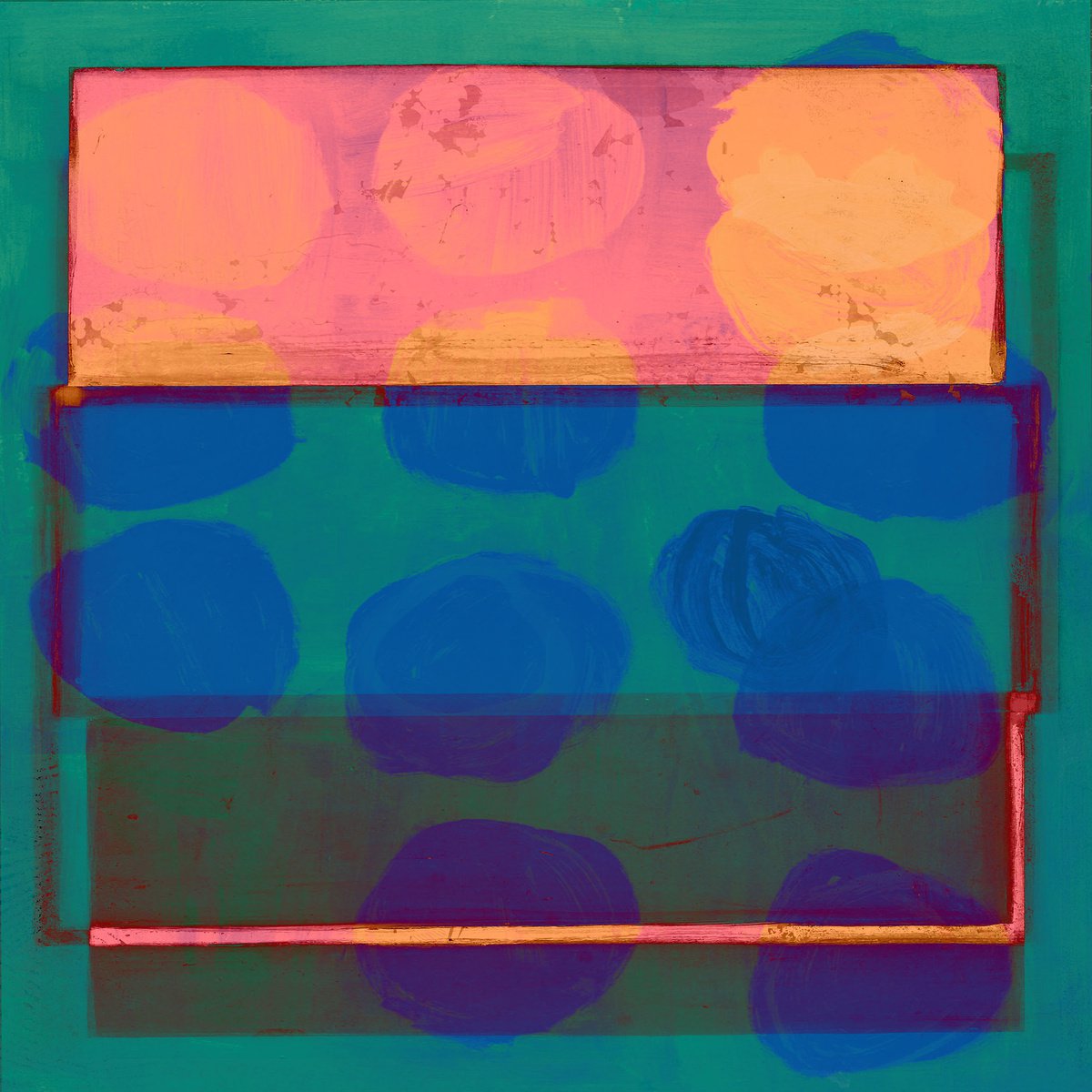 Abstract Print By The Most Active, 20 X 20", Fallen Flowers, Original Artwork