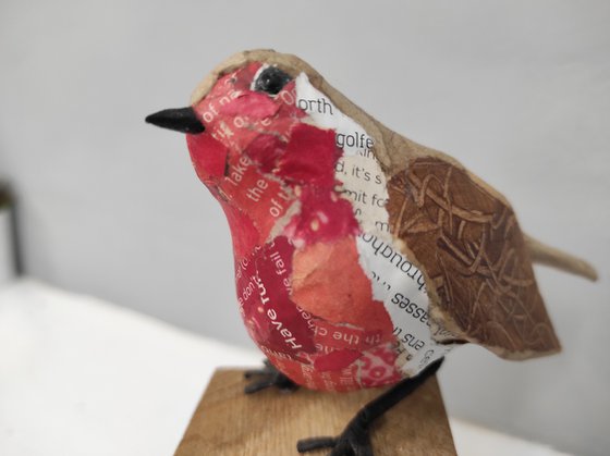 Robin #5 paper bird sculpture