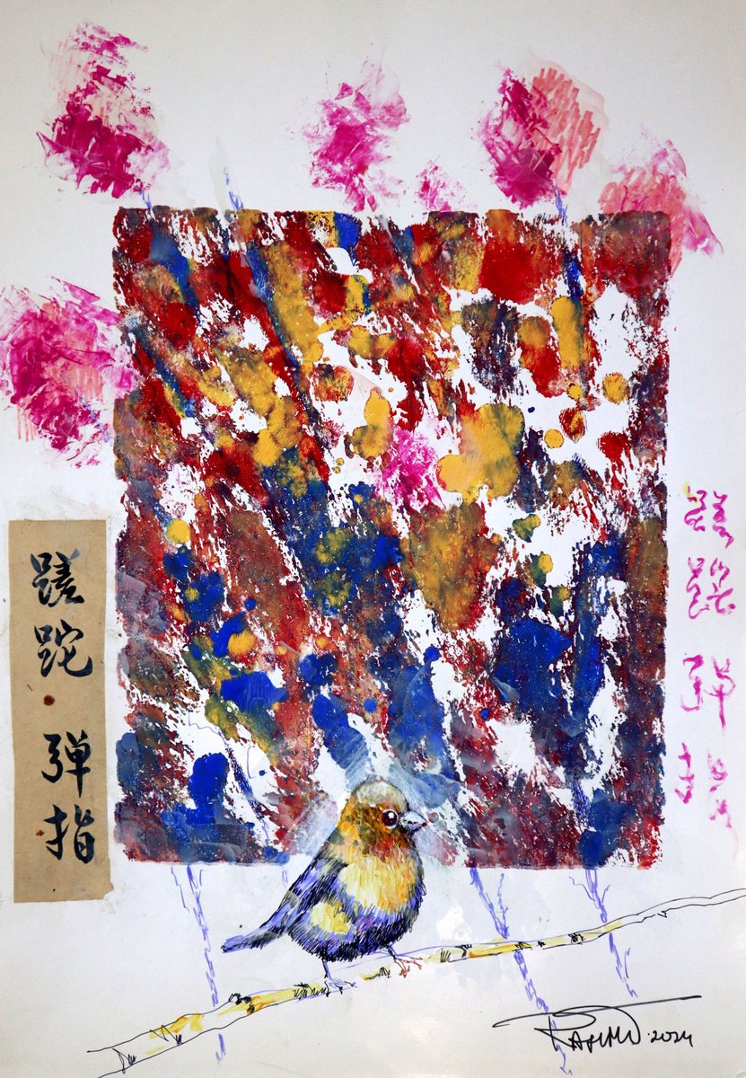 Impressionistic Botanical Acrylic Painting By Rakhmet Redzhepov, 17 X 23", Fantasy With Flowers 214, Original Artwork