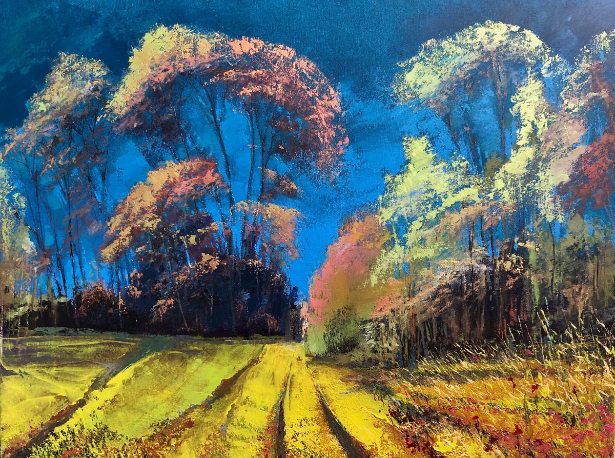 ’June Poppy Meadow II’ Impressionistic Summer Landscape Oil Painting by Simon Jones