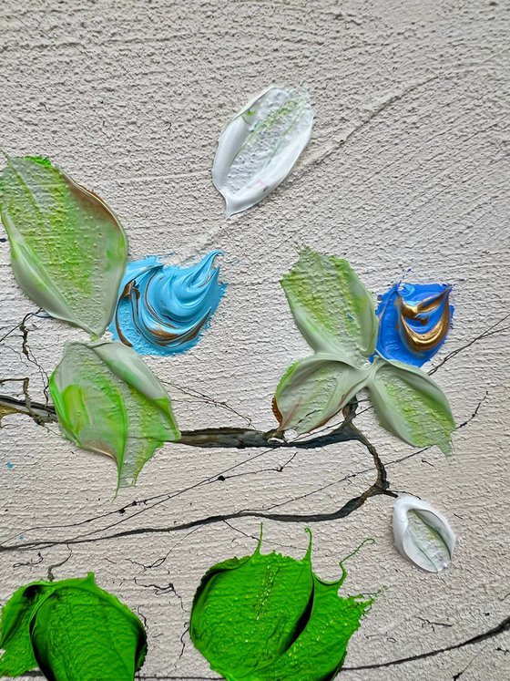 Floral blue painting "Blue Floral»