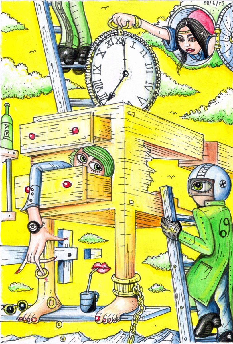 Surrealistic Portrait Drawing By Spencer John Derry, 8 X 12", My Drawers, Original Artwork