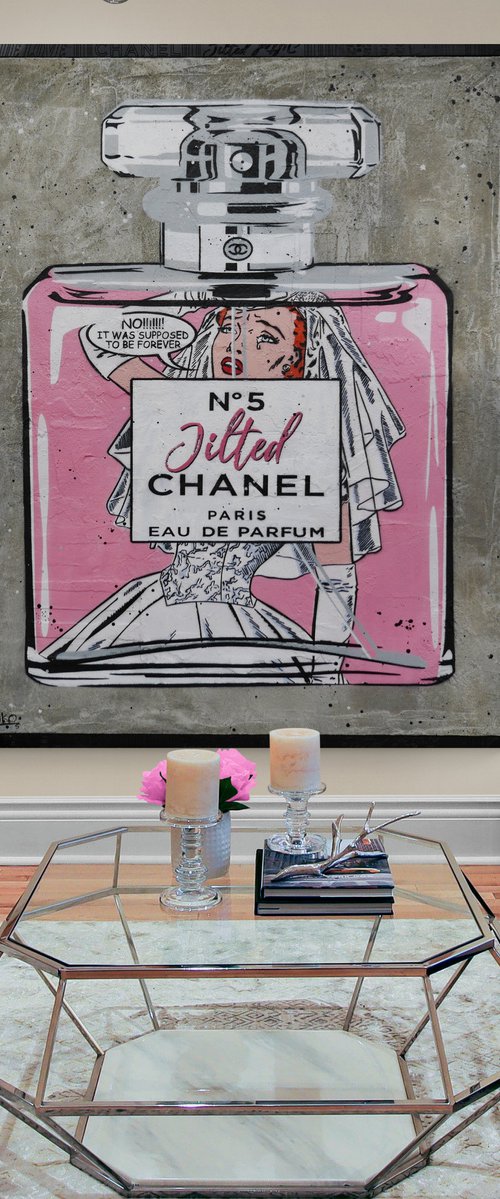 Chanel Jilted No.5 120cm x 150cm Chanel Perfume Concrete Urban Pop Art Custom Etched Frame by Franko