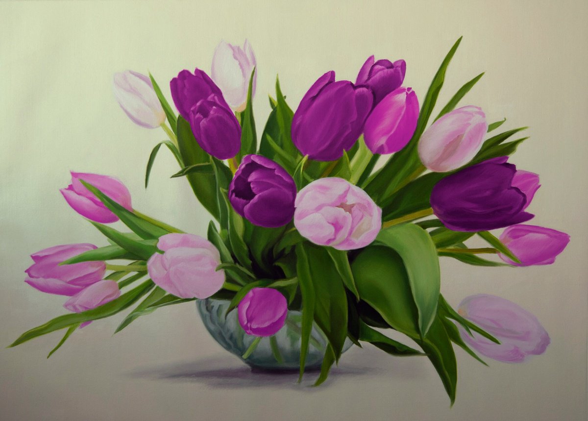 Bunch of Spring Tulips by Simona Tsvetkova
