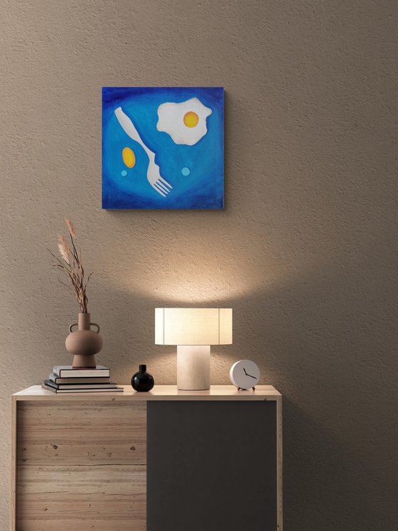 Still life with baked egg
