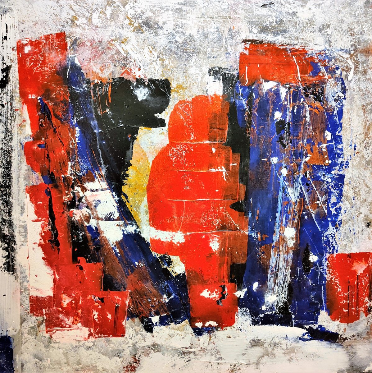 Abstract Acrylic Painting By Carlos Alberto Rizzotti, 31 X 31, America, Original Artwork