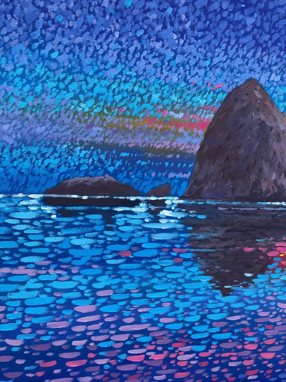 Oregon coast, blue sunset