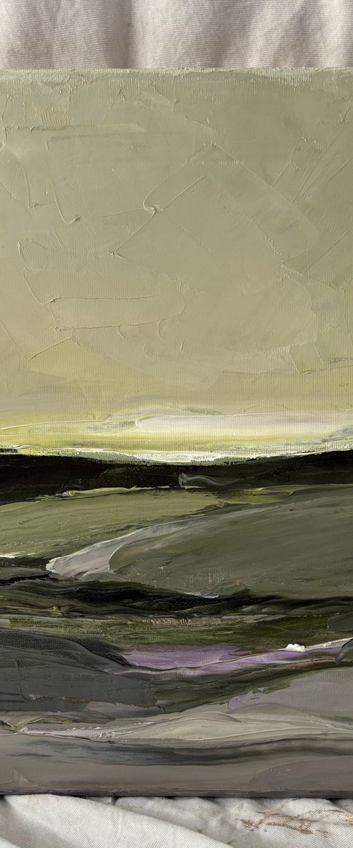 Abstract quiet fields waves on green by Daniela Nocito
