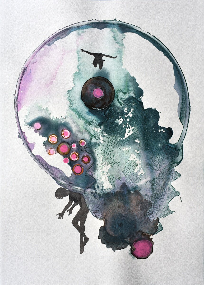 Abstract Acrylic Painting By Milena Nicosia, 21 X 29", Le Ali Di Dedalo, Original Artwork