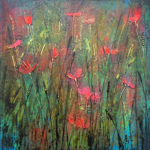 Painting No. 4 of Abstract Floral Collection, Series I by Jo Starkey