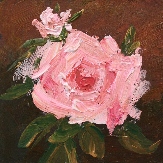ROSE PINK  6X6" / FRAMED / FROM MY A SERIES OF MINI WORKS / ORIGINAL ACRYLIC PAINTING