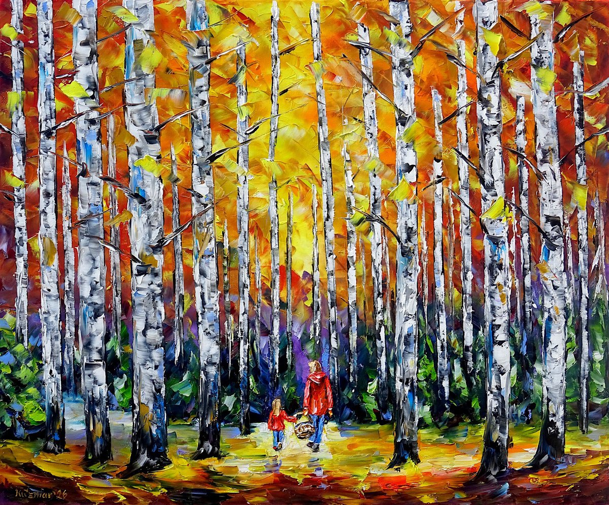 Expressive Oil Painting , Mushroom Hunting By Mirek Kuzniar, 24 X 20, Artwork For Sale On Artfinder