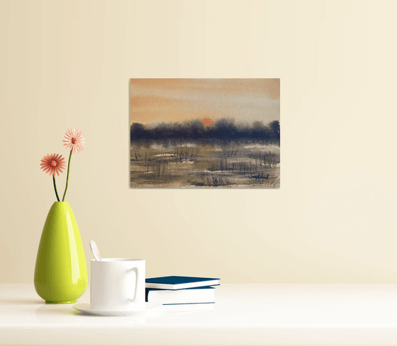 Marsh pools at Sunset, Dorset