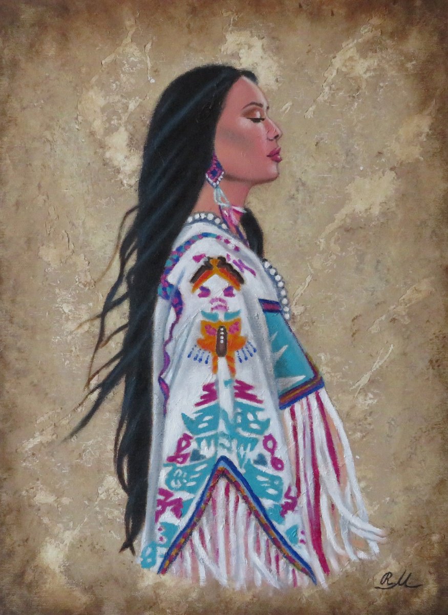 Photorealistic Portrait Oil Painting By Monika Rembowska, 13 X 18", "Chenoa", Original Artwork