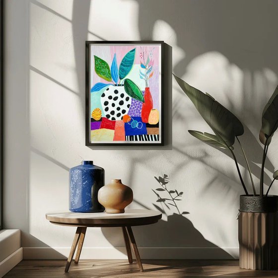 Colorful Still Life with Vases