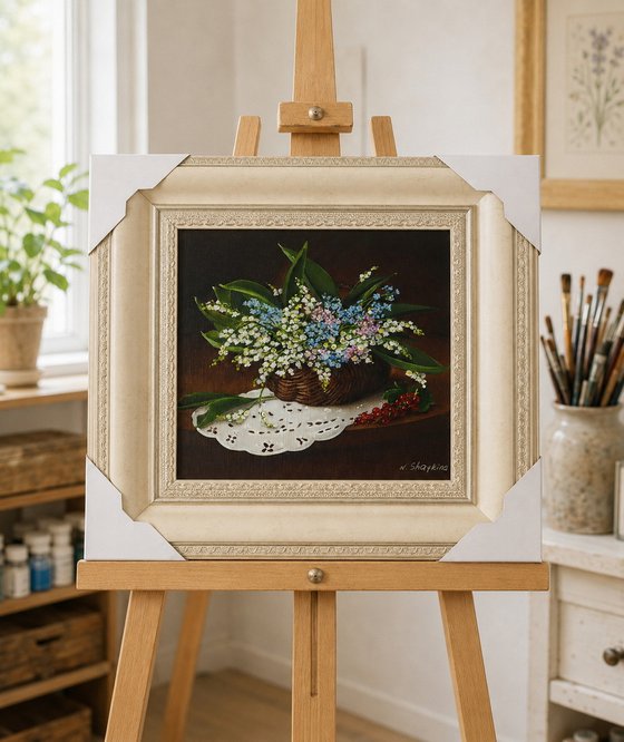 Lily of the Valley in Wicker Basket