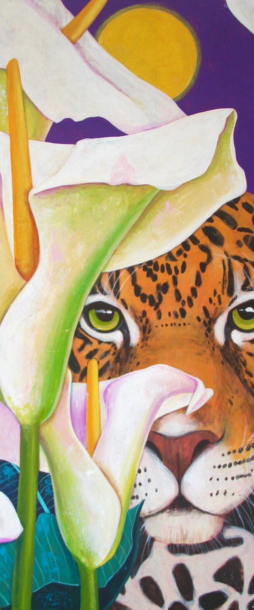 Calla lilies and jaguar by Tanita Veranes