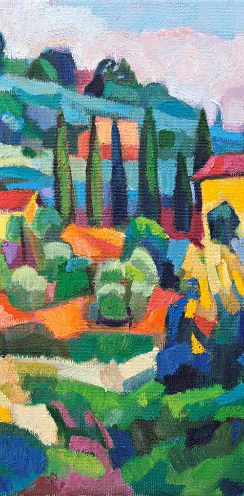 Sunlit hill of Tuscany by Maja Đokić Mihajlović