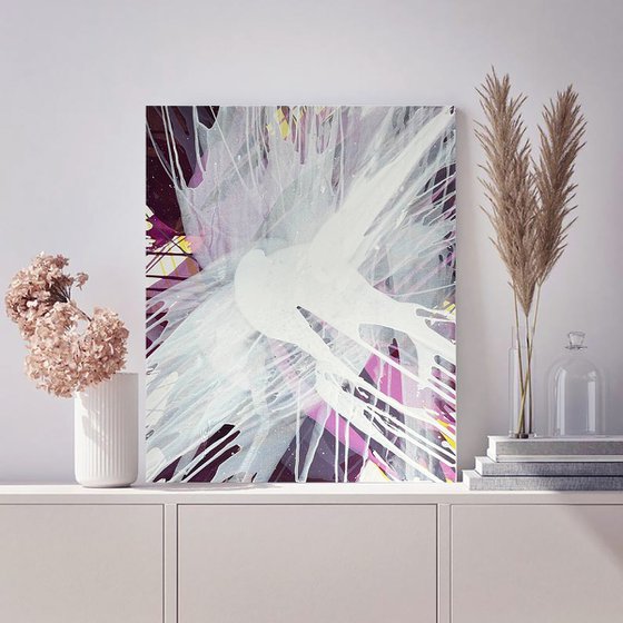 Pink floral abstract painting