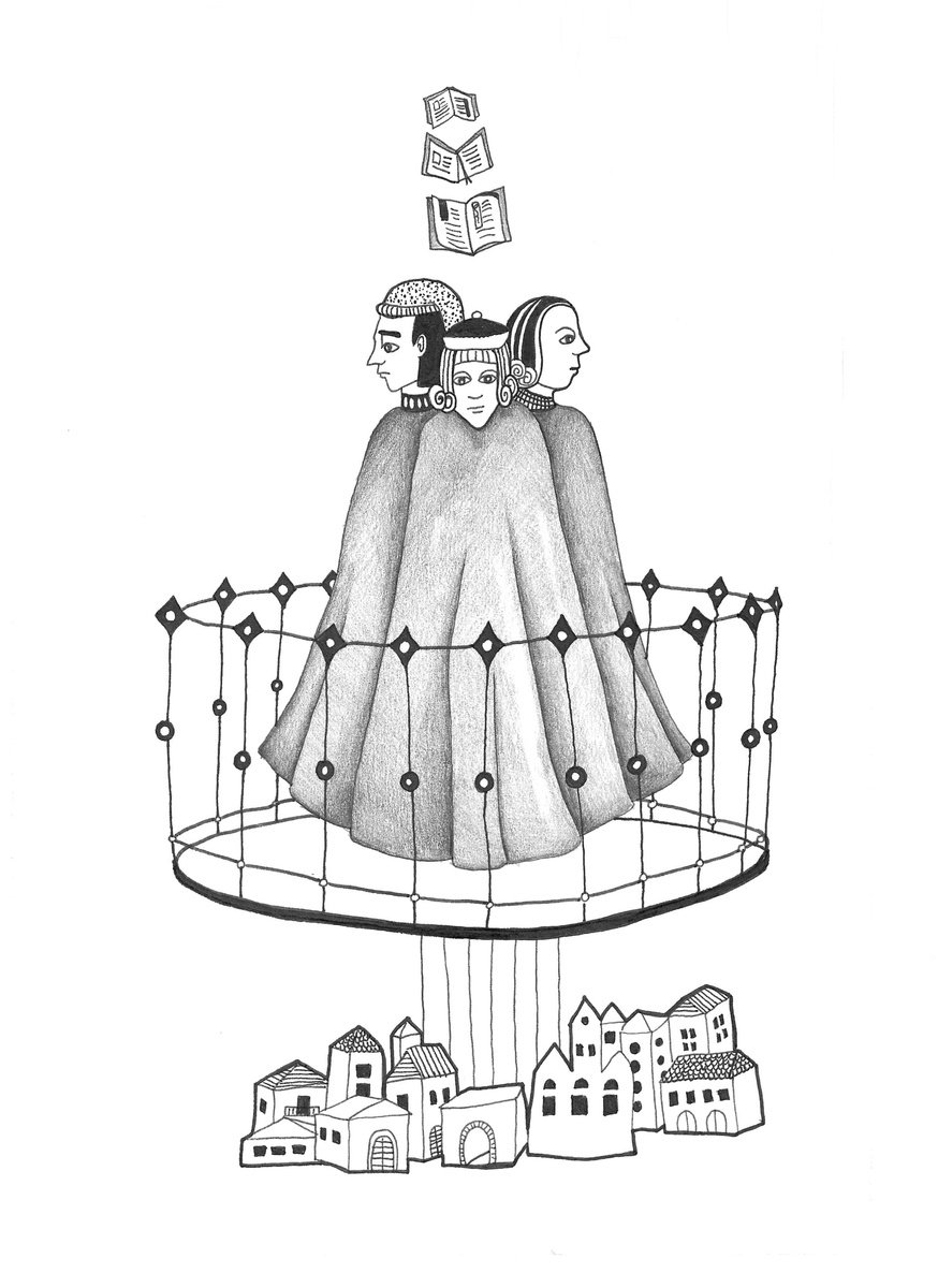 Illustrative Portrait Ink Drawing By Andromachi Giannopoulou, 8 X 10, Love