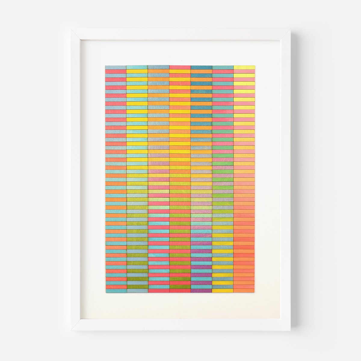 Geometric Abstract Acrylic Painting By Amelia Coward, 20 X 28, Intersecting Gradient Blocks, Original Artwork