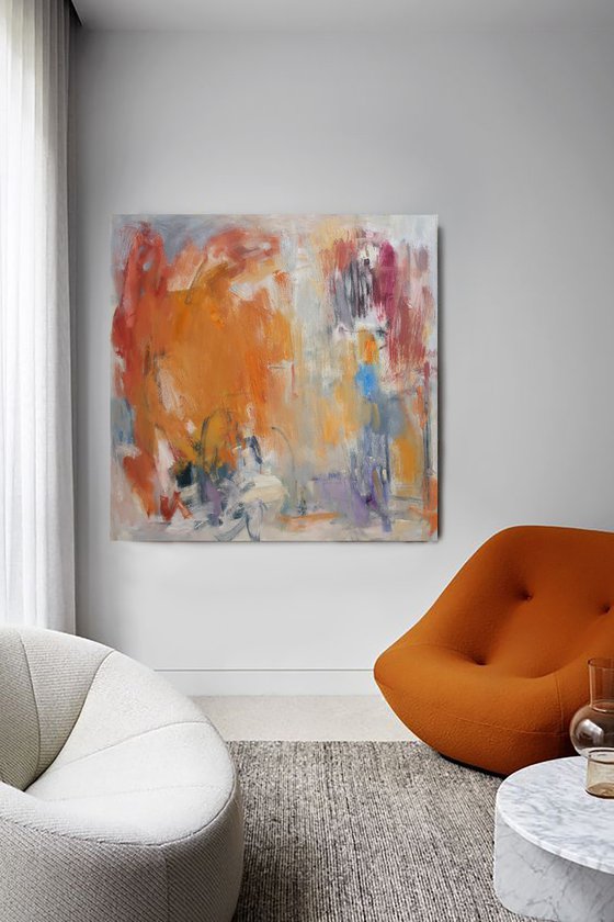 Abstract oil painting Orange