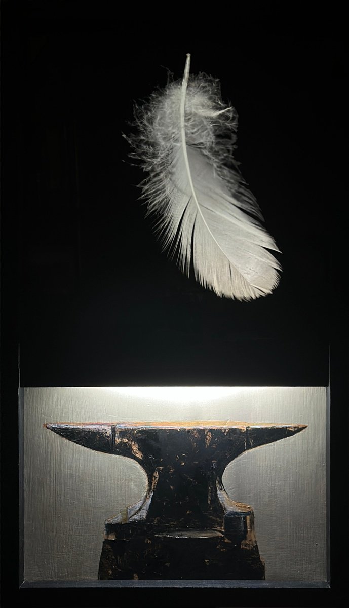 Surrealistic Landscape Painting By Steven M. Curtis, 12 X 20", Weight Of Glory, Original Artwork