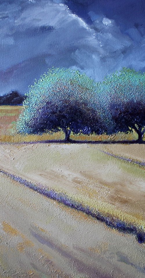'2 Trees at High Noon' Landscape Oil Painting by Simon Jones