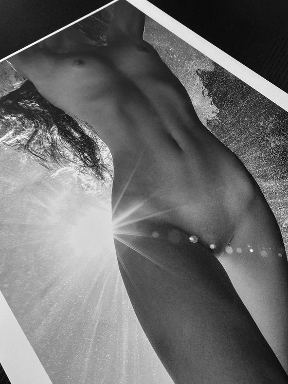 Sunbeams - underwater nude photograph - archival pigment 24x16"