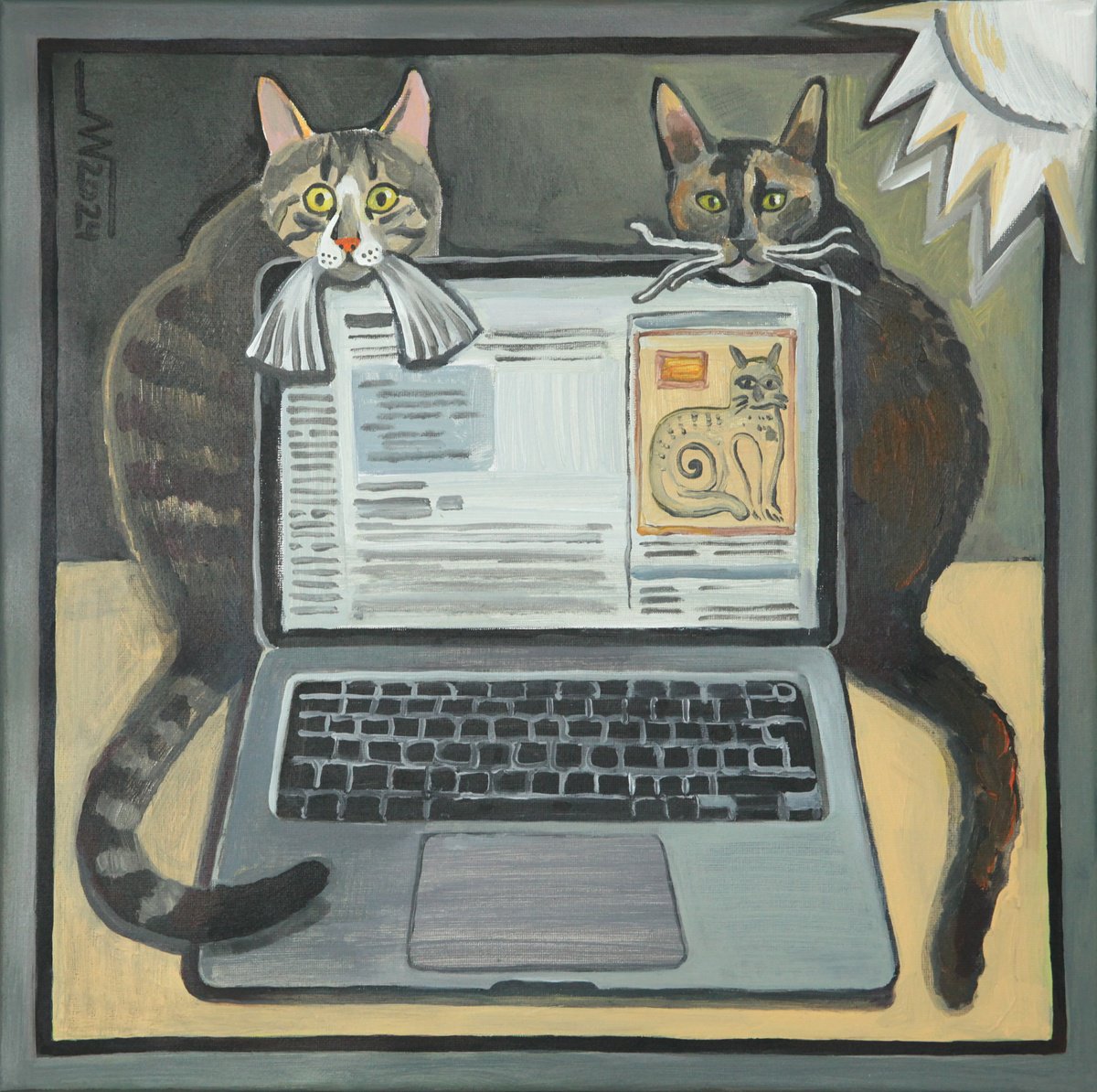 Animal Acrylic Painting By Marina Gorkaeva, 16 X 16", Clop&Tiche, Original Artwork